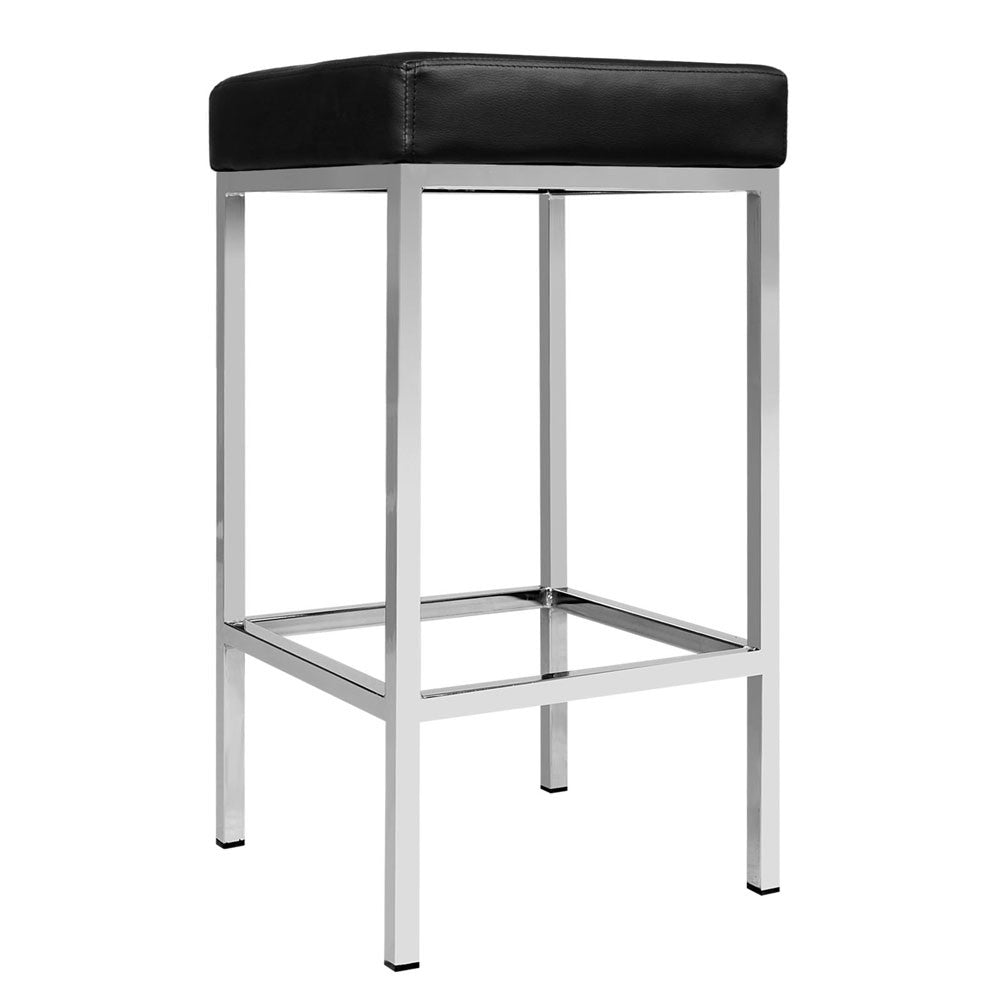 Set of 2 PU Leather Kitchen Bar Stool Black