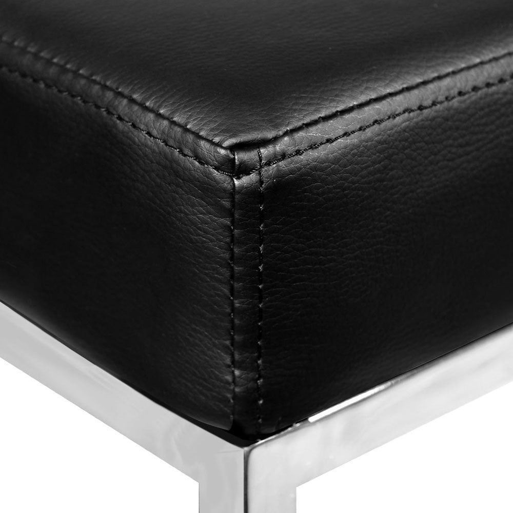 Set of 2 PU Leather Kitchen Bar Stool Black