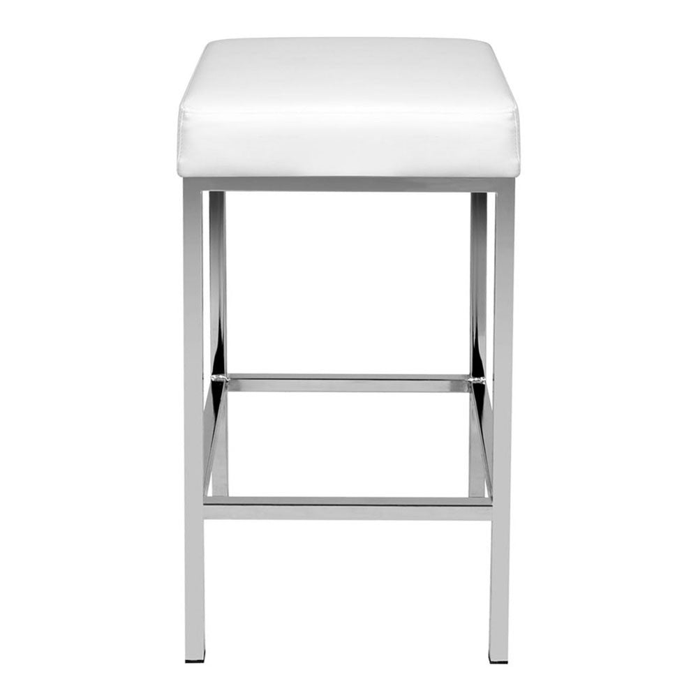 Set of 2 PU Leather Kitchen Bar Stool White