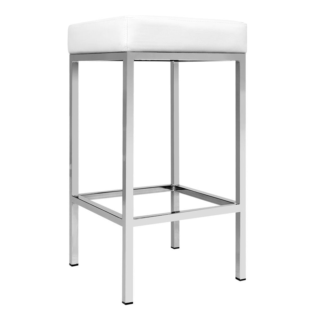 Set of 2 PU Leather Kitchen Bar Stool White