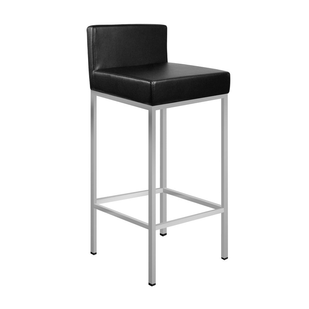 Set of 2 PU Leather Kitchen Bar Stool Black