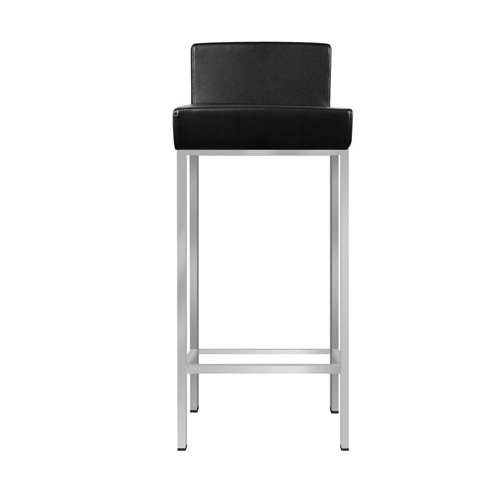 Set of 2 PU Leather Kitchen Bar Stool Black