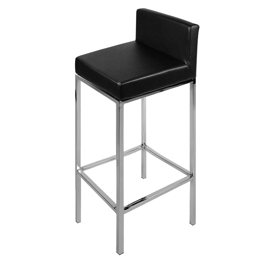 Set of 2 PU Leather Kitchen Bar Stool Black