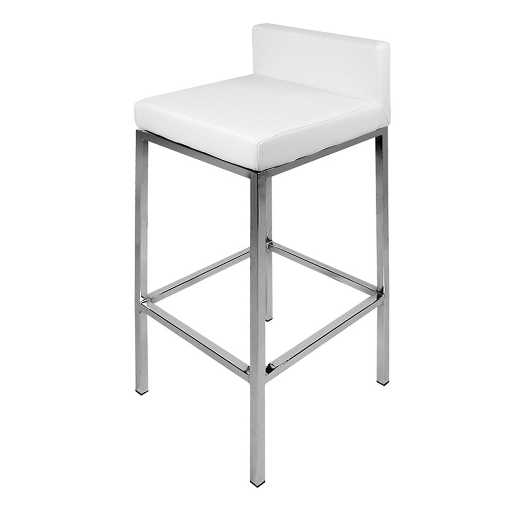 Set of 2 PU Leather Kitchen Bar Stool White