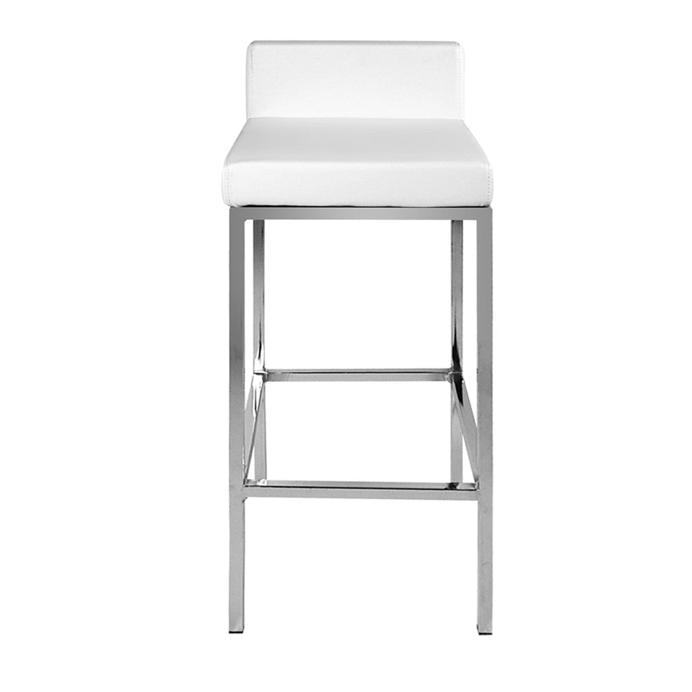 Set of 2 PU Leather Kitchen Bar Stool White