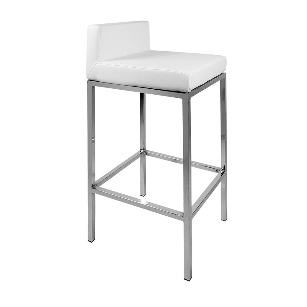 Set of 2 PU Leather Kitchen Bar Stool White