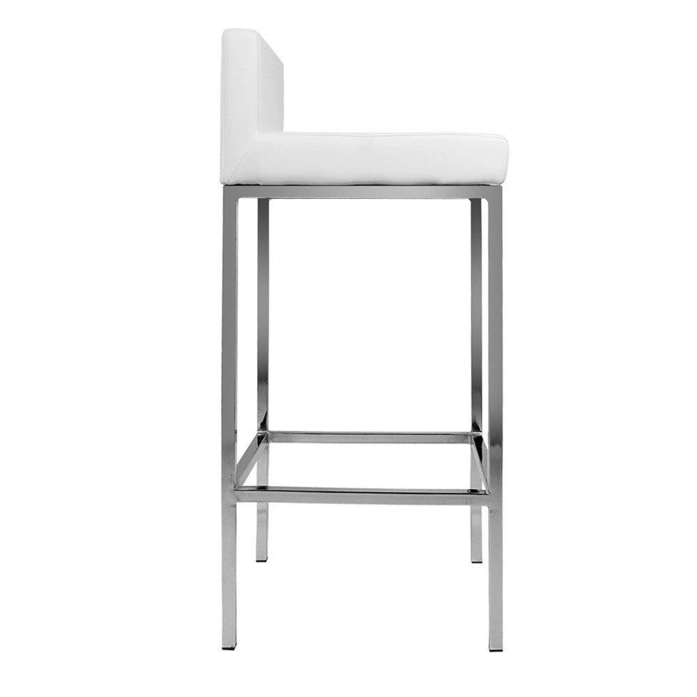 Set of 2 PU Leather Kitchen Bar Stool White