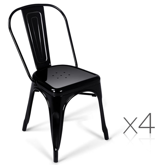 Set of 4 Replica Tolix Dining Metal Chair Gloss Black