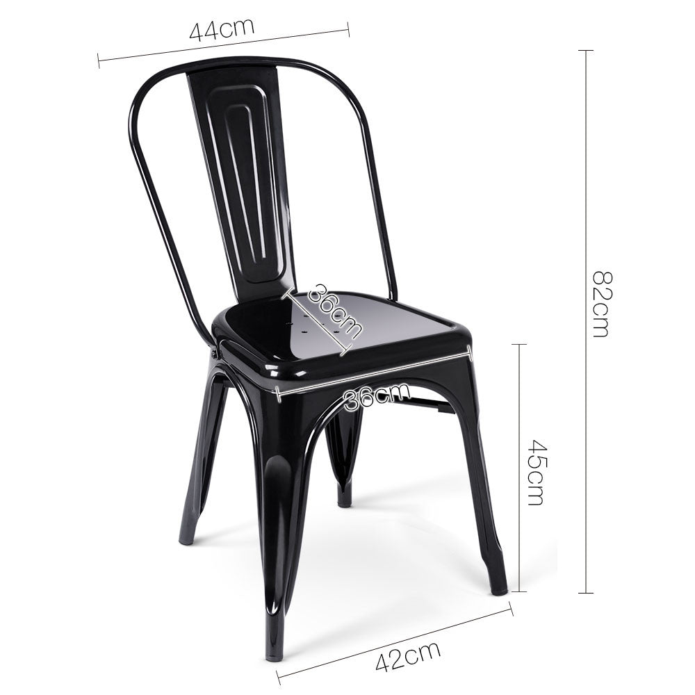 Set of 4 Replica Tolix Dining Metal Chair Gloss Black