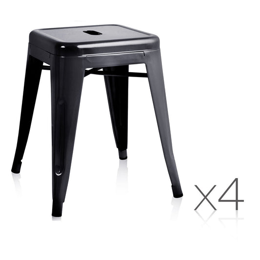 Set of 4 Replica Tolix Kitchen Bar Stool 46cm Black