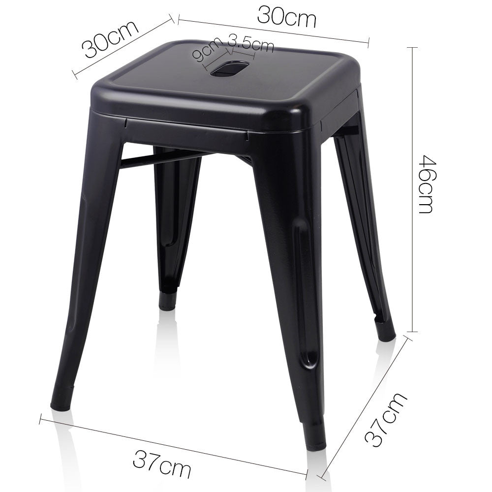 Set of 4 Replica Tolix Kitchen Bar Stool 46cm Black