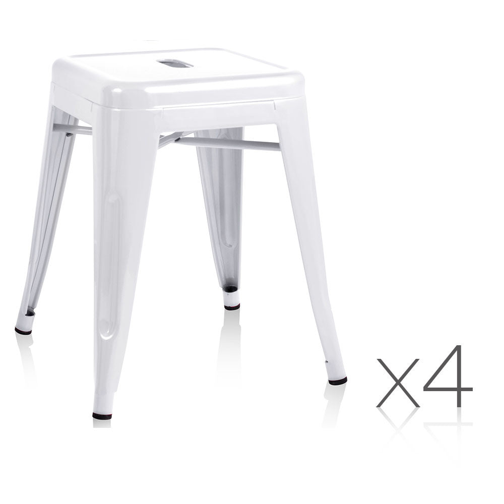 Set of 4 Replica Tolix Kitchen Bar Stool 46cm White