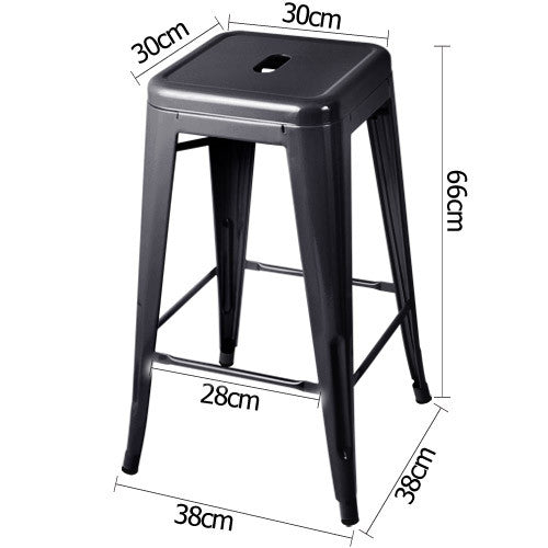 Set of 4 Replica Tolix Kitchen Bar Stool 66cm Black