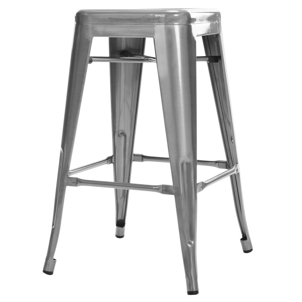 Set of 4 Replica Tolix Kitchen Bar Stool 66cm Metallic