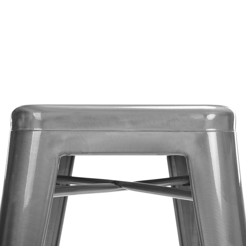 Set of 4 Replica Tolix Kitchen Bar Stool 66cm Metallic