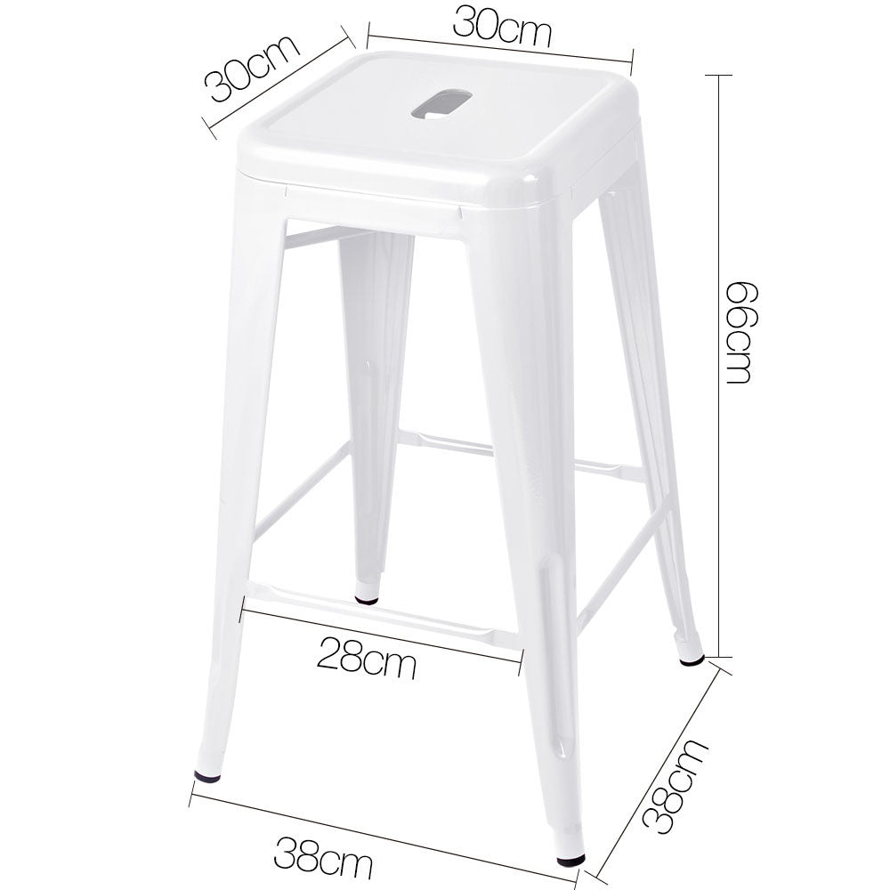 Set of 4 Replica Tolix Kitchen Bar Stool 66cm White