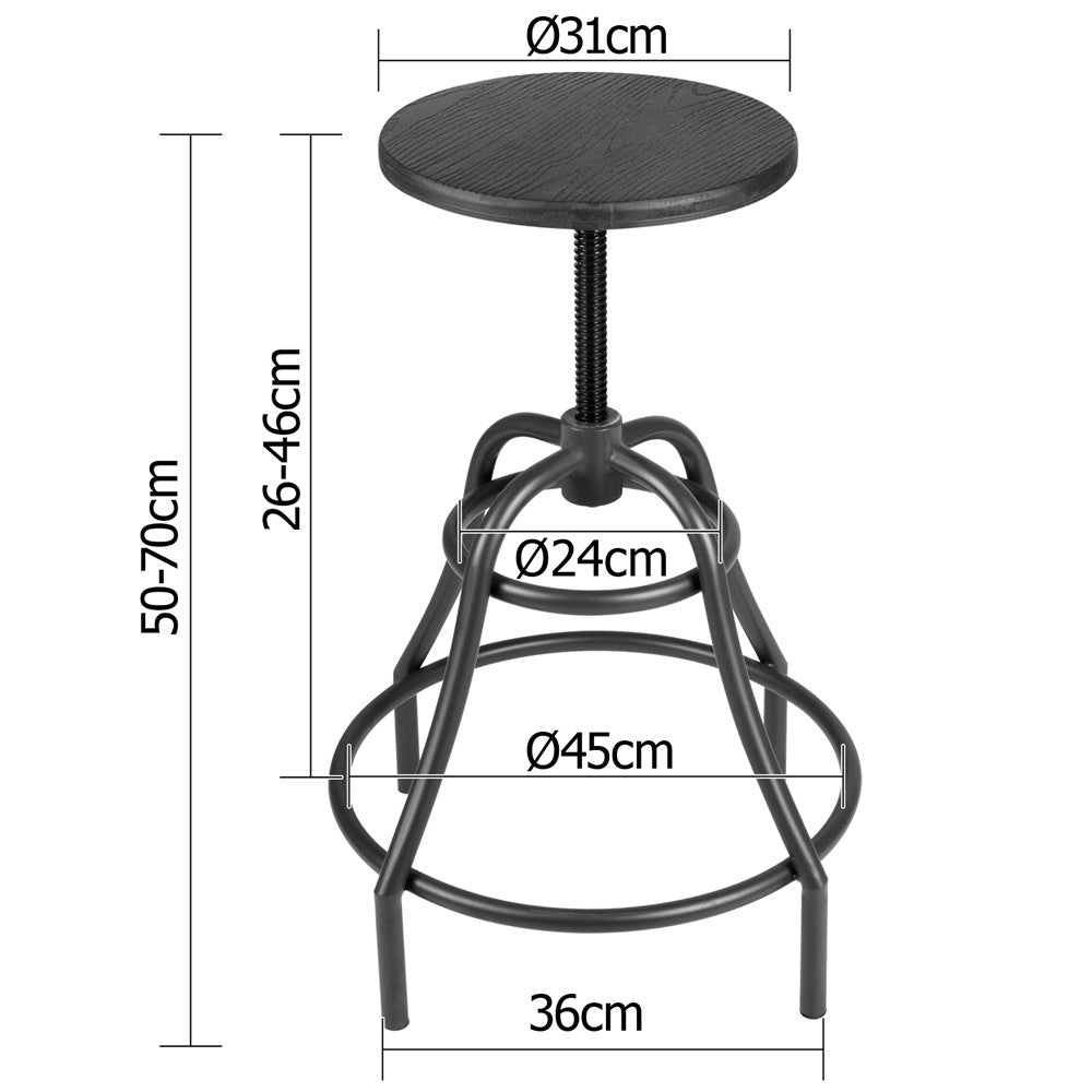 Vintage Retro Industrial Steel Bar Stool Swivel Chair