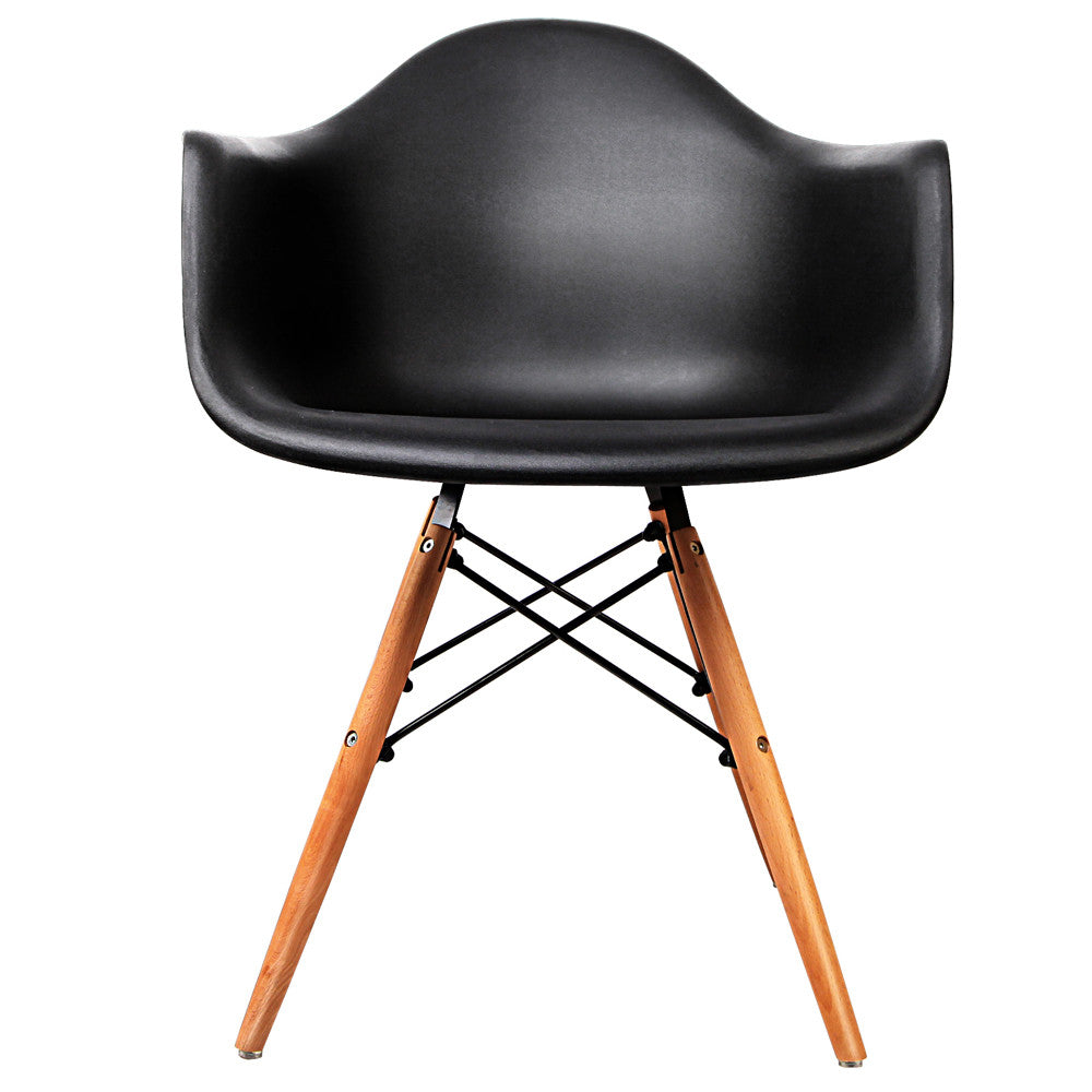 Set of 2 Replica Eames Cafe Chairs Beech Black