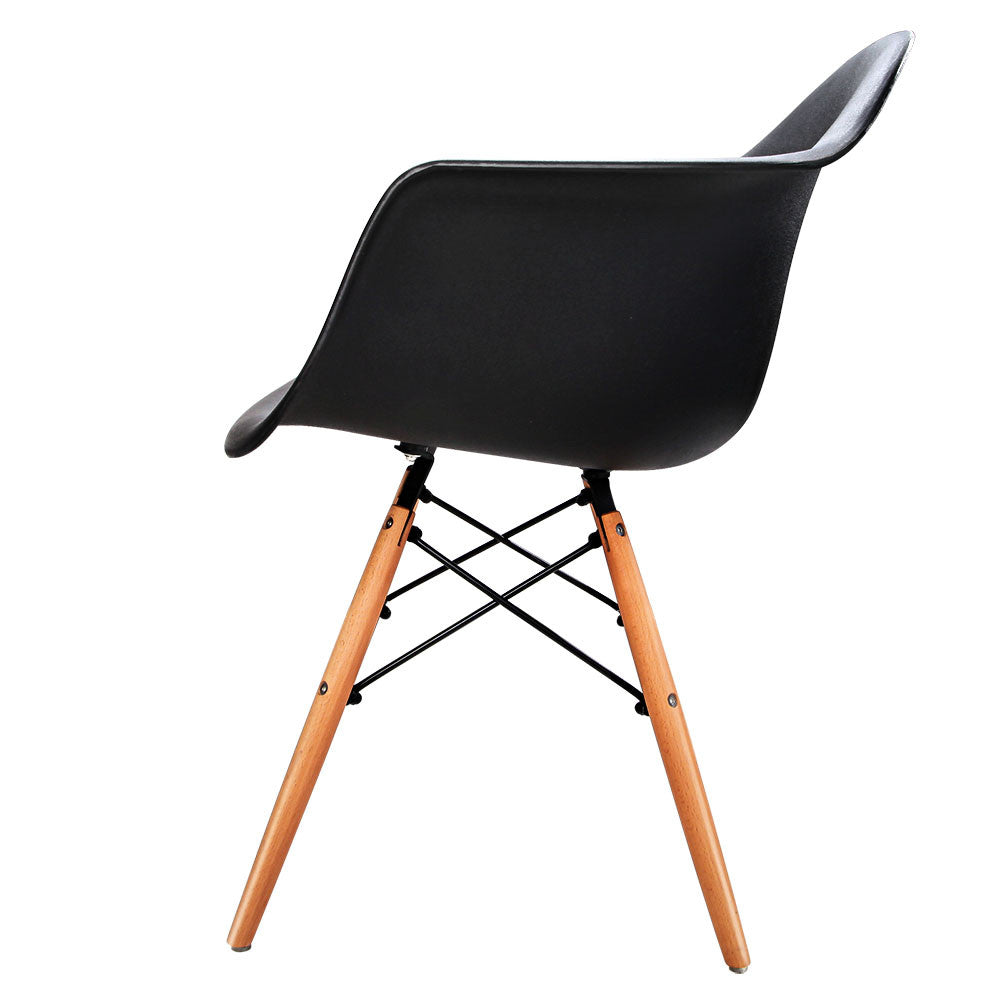 Set of 2 Replica Eames Cafe Chairs Beech Black