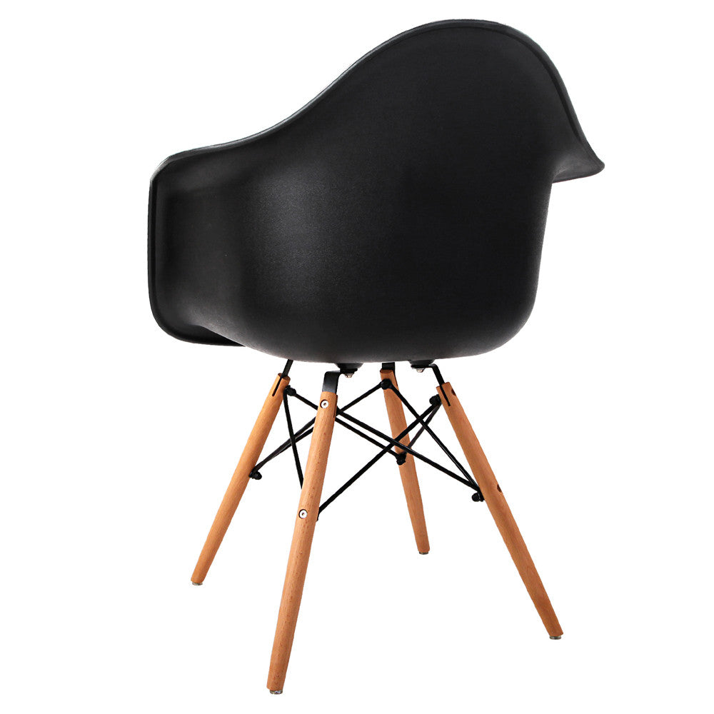 Set of 2 Replica Eames Cafe Chairs Beech Black