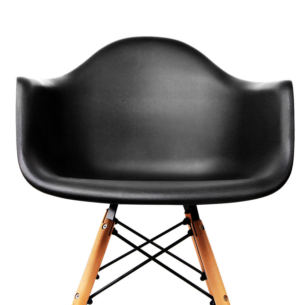 Set of 2 Replica Eames Cafe Chairs Beech Black