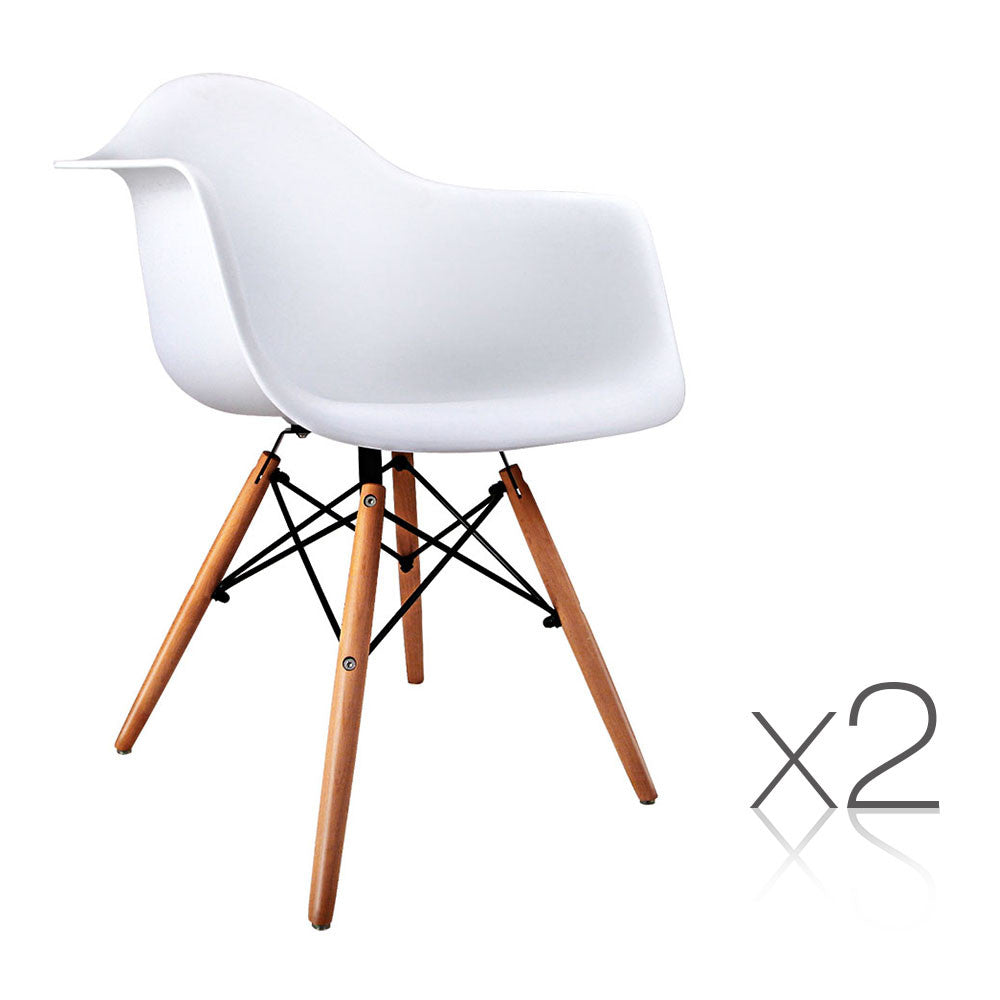 Set of 2 Replica Eames Cafe Chairs Beech White