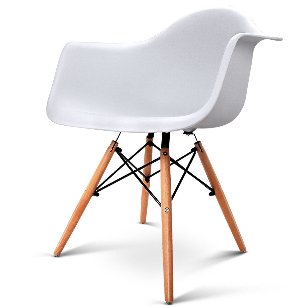 Set of 2 Replica Eames Cafe Chairs Beech White