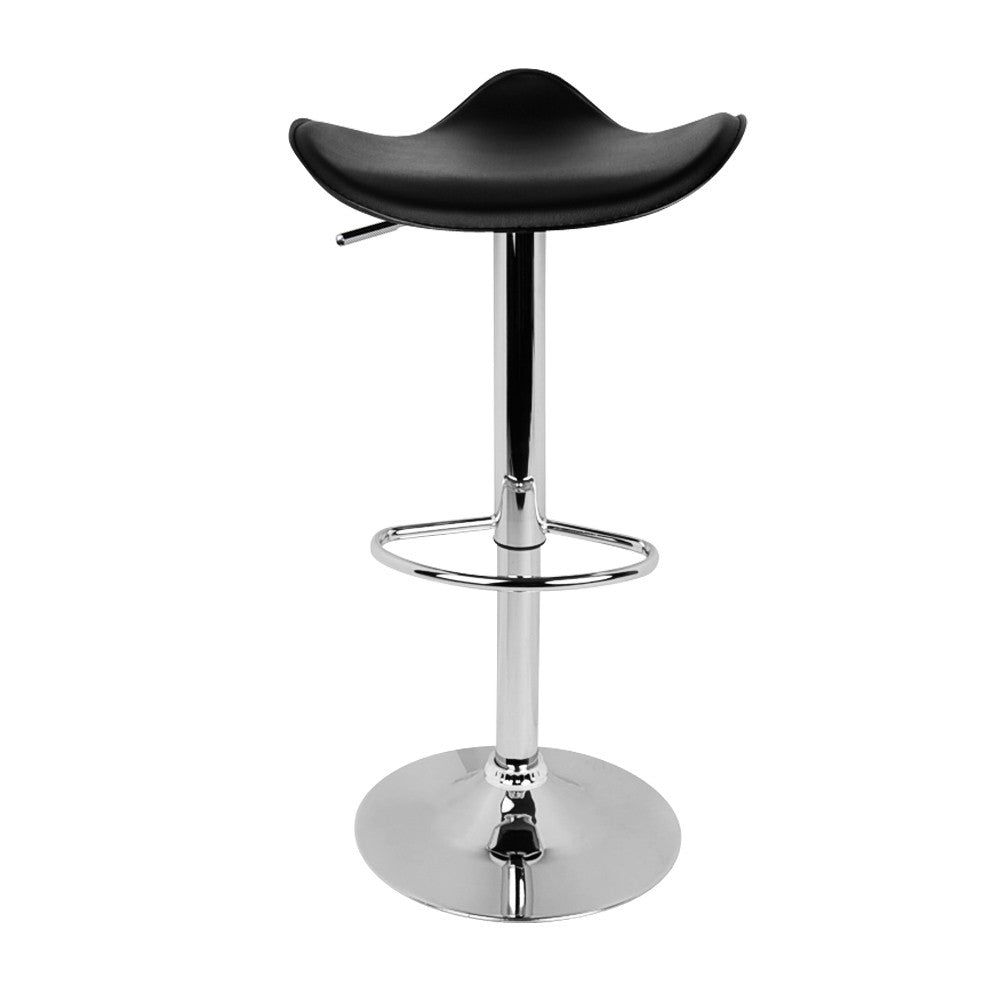 Set of 2 PVC Leather Kitchen Bar Stool Black