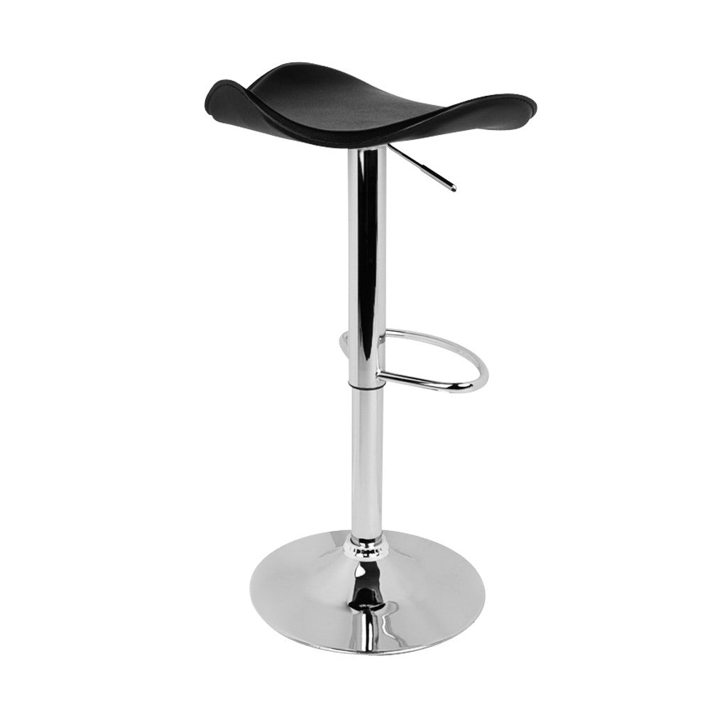 Set of 2 PVC Leather Kitchen Bar Stool Black