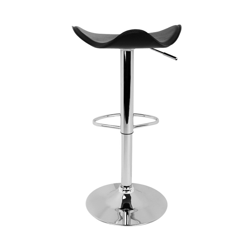 Set of 2 PVC Leather Kitchen Bar Stool Black