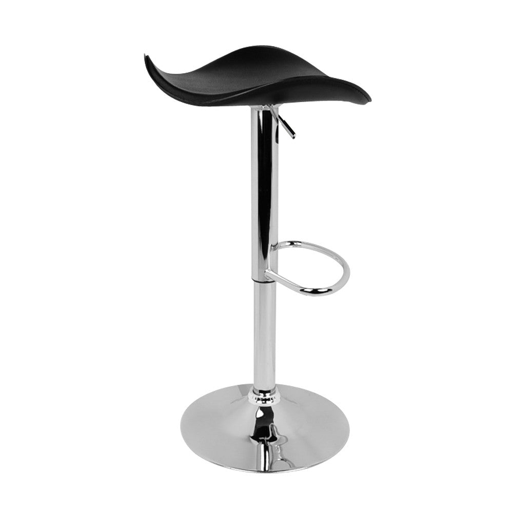 Set of 2 PVC Leather Kitchen Bar Stool Black