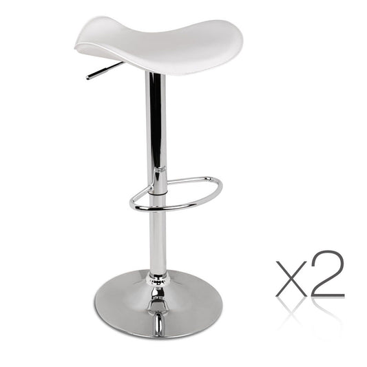 Set of 2 PVC Leather Kitchen Bar Stool White