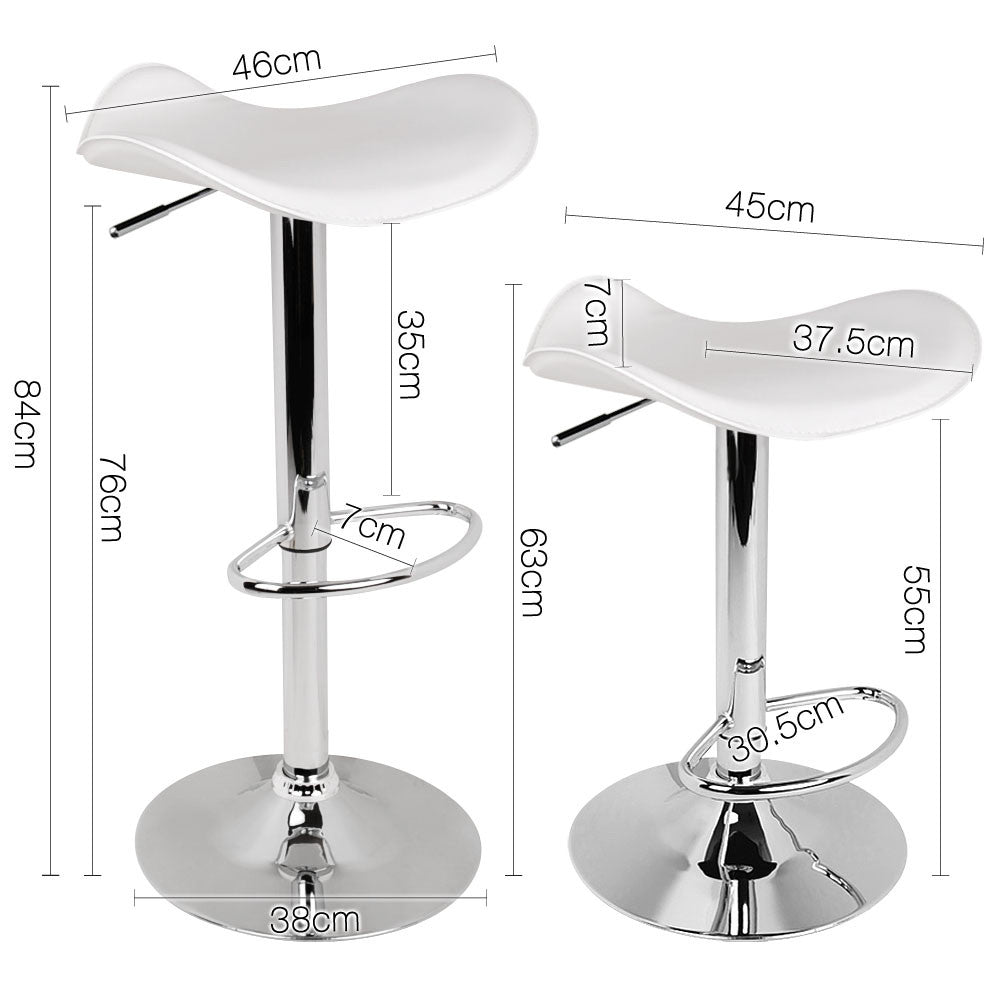Set of 2 PVC Leather Kitchen Bar Stool White