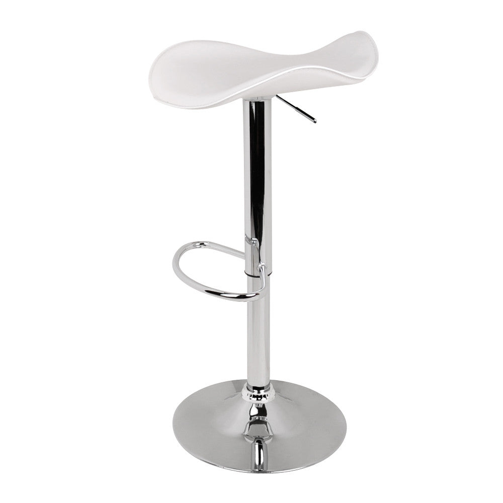 Set of 2 PVC Leather Kitchen Bar Stool White