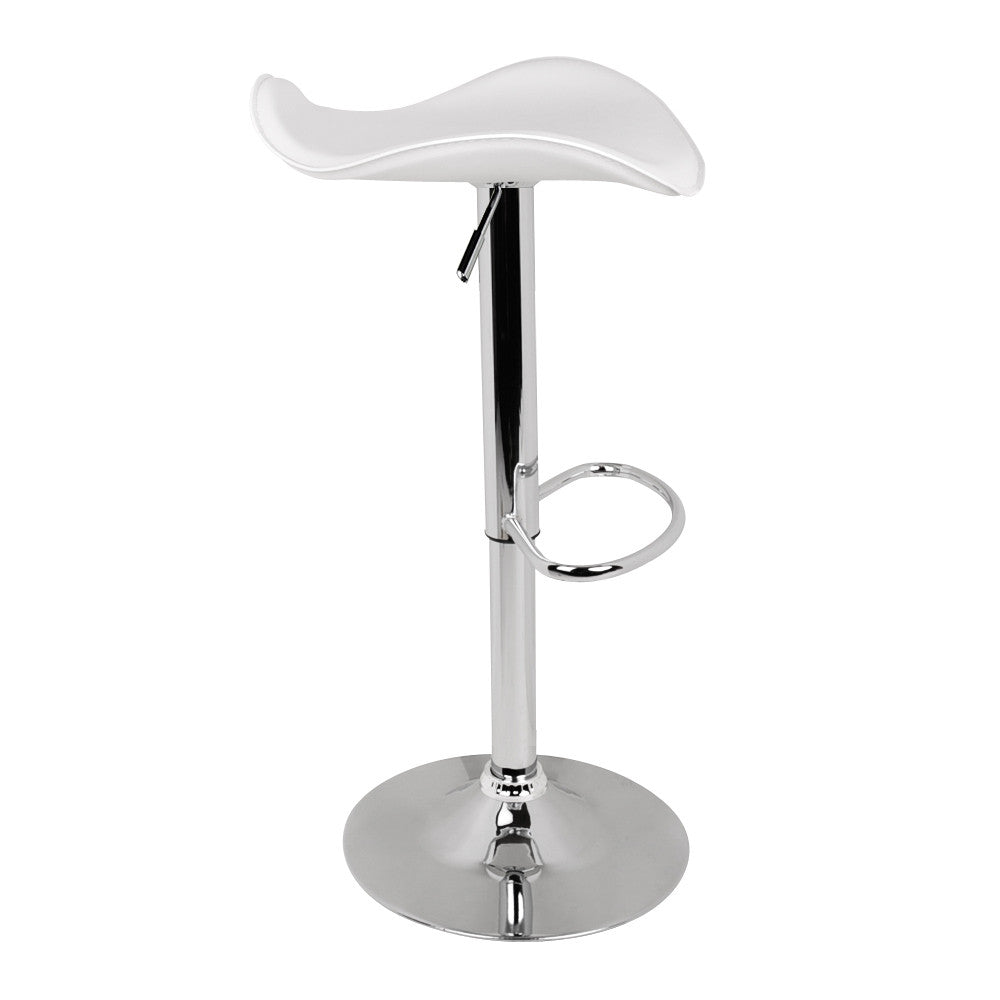Set of 2 PVC Leather Kitchen Bar Stool White