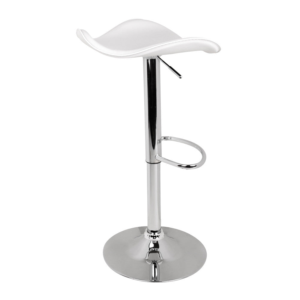 Set of 2 PVC Leather Kitchen Bar Stool White