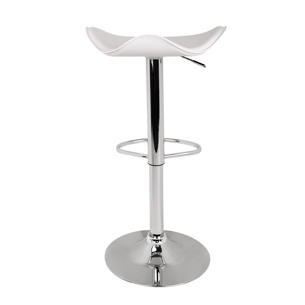 Set of 2 PVC Leather Kitchen Bar Stool White