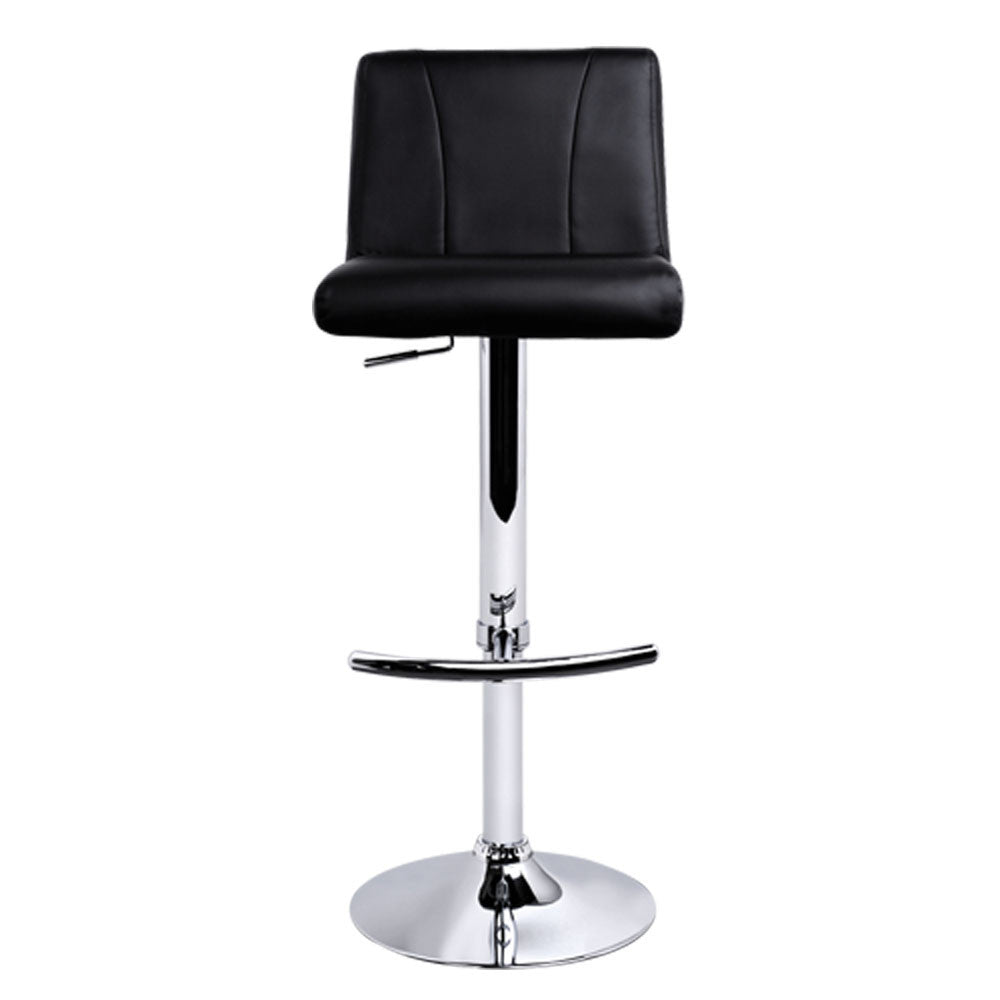 Set of 2 PU Leather Kitchen Bar Stool Black