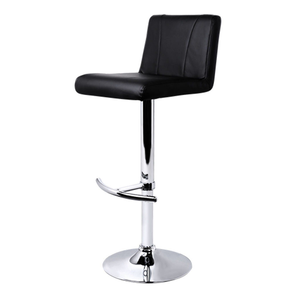 Set of 2 PU Leather Kitchen Bar Stool Black