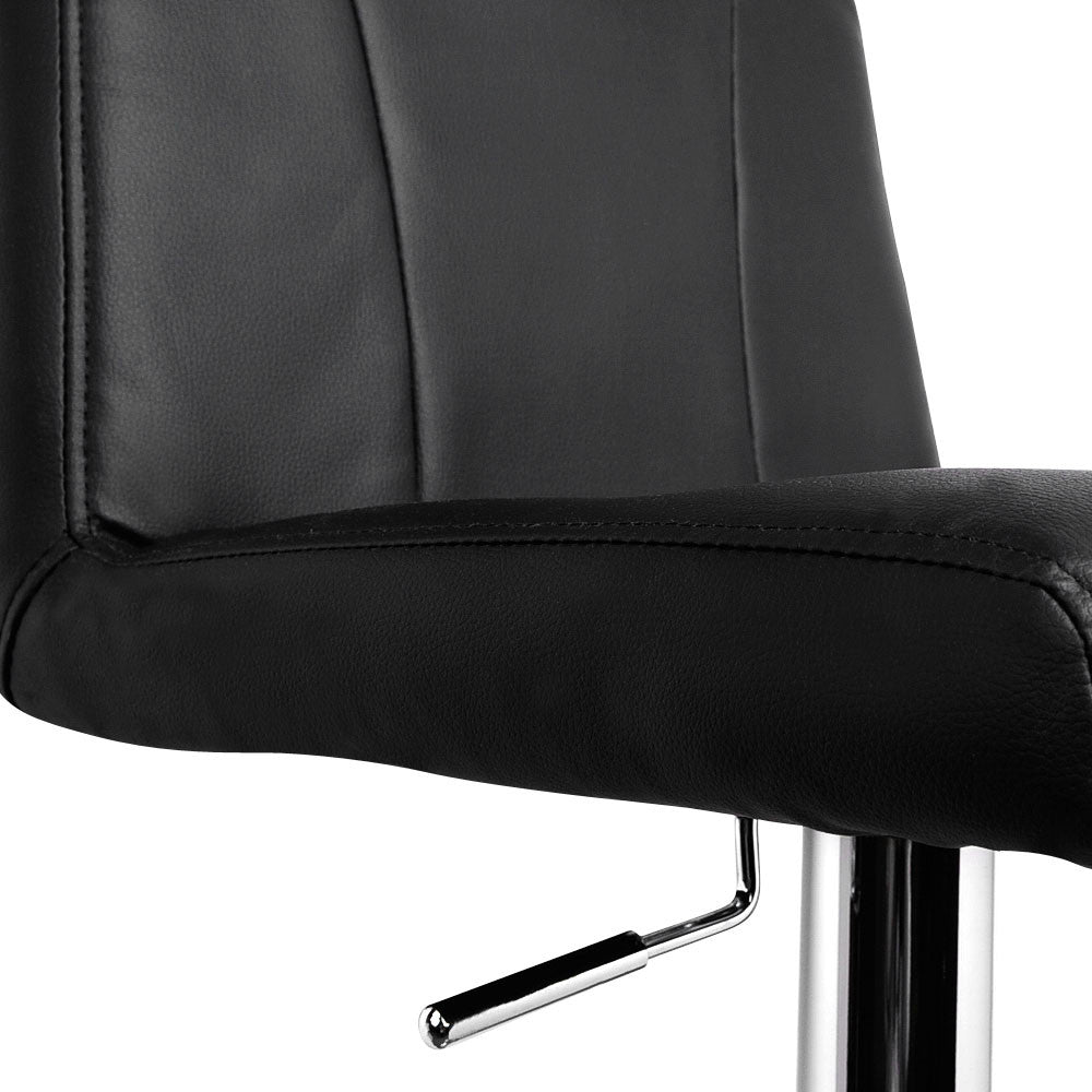 Set of 2 PU Leather Kitchen Bar Stool Black