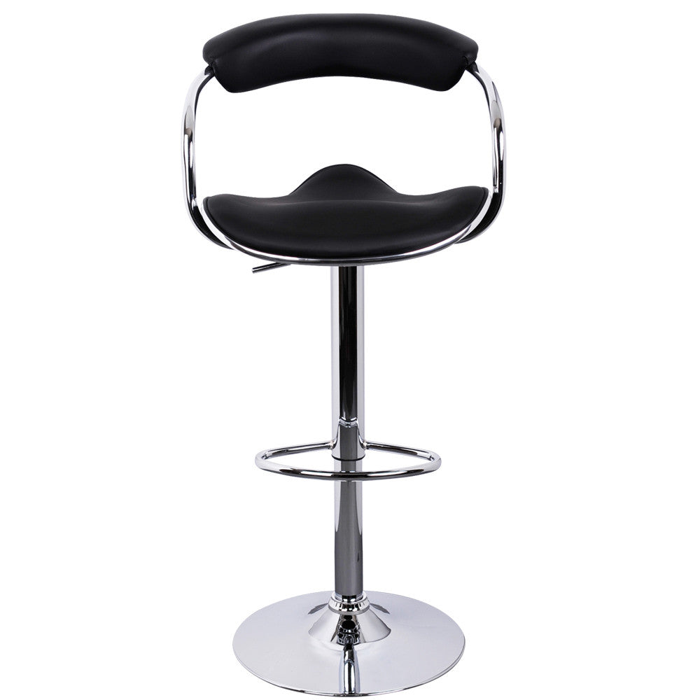 Set of 2 PU Leather Kitchen Bar Stool Black