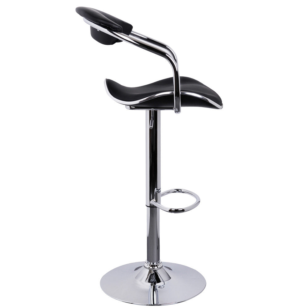 Set of 2 PU Leather Kitchen Bar Stool Black