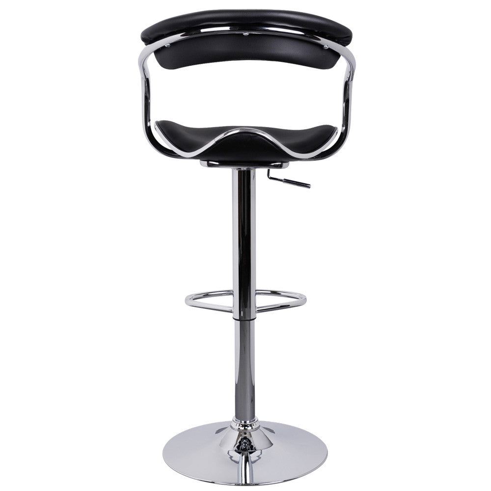 Set of 2 PU Leather Kitchen Bar Stool Black