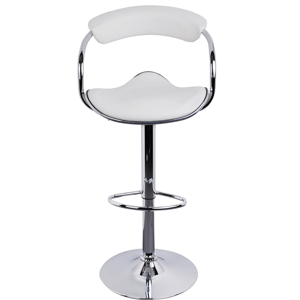 Set of 2 PU Leather Kitchen Bar Stool White