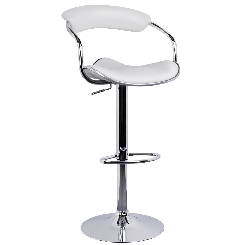 Set of 2 PU Leather Kitchen Bar Stool White