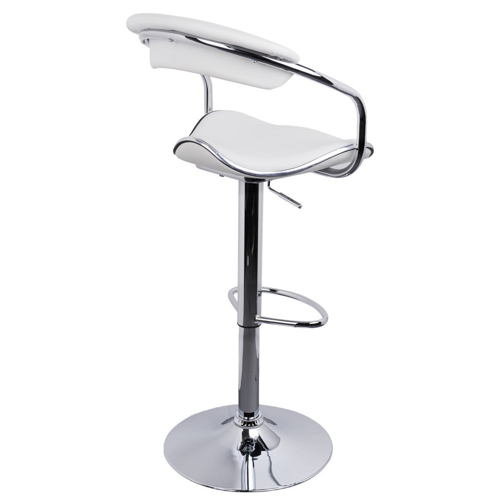 Set of 2 PU Leather Kitchen Bar Stool White