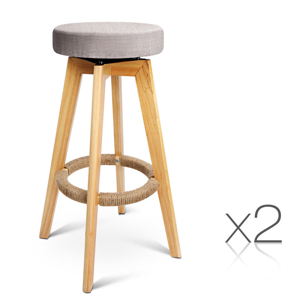 Set of 2 Swivel Seat Bar Stools - Taupe