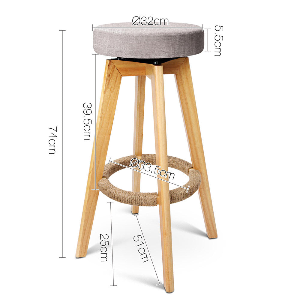 Set of 2 Swivel Seat Bar Stools - Taupe