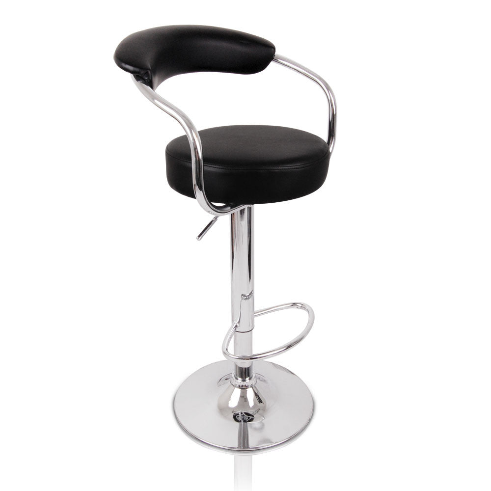 Set of 2 PU Leather Kitchen Bar Stool Black