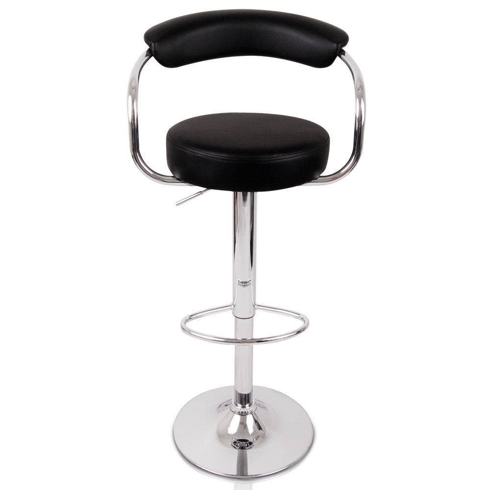 Set of 2 PU Leather Kitchen Bar Stool Black